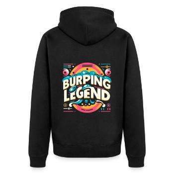 Burping Legend 14 - Unisex Premium Organic Zip Hoodie - black - Back - Nico (187cm)