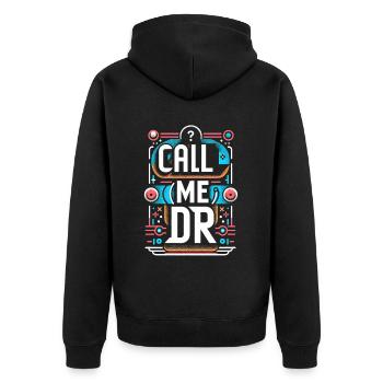 Call Me Dr 29 - Unisex Premium Organic Zip Hoodie - black - Back - Nico (187cm)