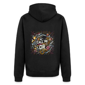 Call Me Dr 33 - Unisex Premium Organic Zip Hoodie - black - Back - Nico (187cm)