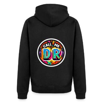 Call Me Dr 37 - Unisex Premium Organic Zip Hoodie - black - Back - Nico (187cm)