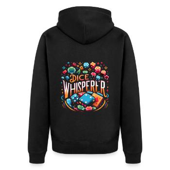 Dice Whisperer 11 - Unisex Premium Bio Zip Hoodie - Schwarz - Hinten - Nico (187cm)