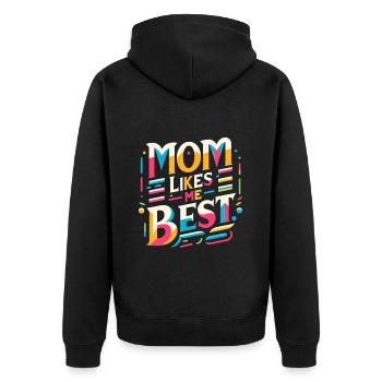 Mom Likes Me Best 10 - Unisex Premium Bio Zip Hoodie - Schwarz - Hinten - Nico (187cm)
