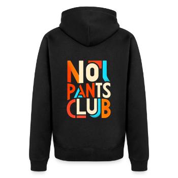 No Pants Club 11 - Unisex Premium Bio Zip Hoodie - Schwarz - Hinten - Nico (187cm)