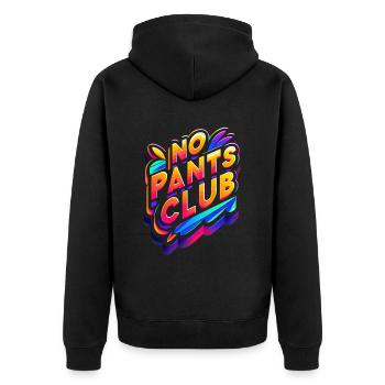 No Pants Club 6 - Unisex Premium Bio Zip Hoodie - Schwarz - Hinten - Nico (187cm)