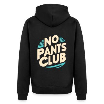 No Pants Club 7 - Unisex Premium Bio Zip Hoodie - Schwarz - Hinten - Nico (187cm)