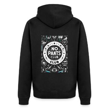 No Pants Club 9 - Unisex Premium Bio Zip Hoodie - Schwarz - Hinten - Nico (187cm)