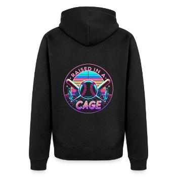 Raised In A Cage 18 - Unisex Premium Organic Zip Hoodie - black - Back - Nico (187cm)