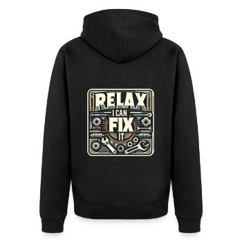 Relax I Can Fix It 31 - Unisex Premium Organic Zip Hoodie - black - Back - Nico (187cm)