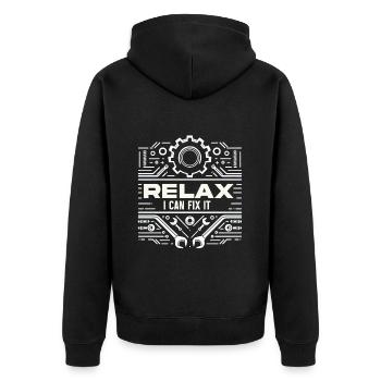 Relax I Can Fix It 34 - Unisex Premium Organic Zip Hoodie - black - Back - Nico (187cm)