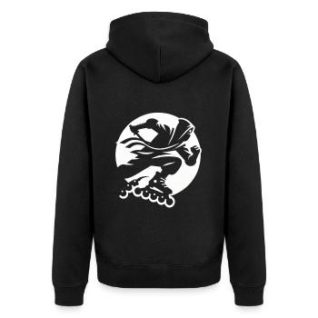 Rollerblade Ninja 11 - Unisex Premium Bio Zip Hoodie - Schwarz - Hinten - Nico (187cm)