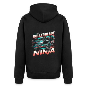 Rollerblade Ninja 13 - Unisex Premium Bio Zip Hoodie - Schwarz - Hinten - Nico (187cm)