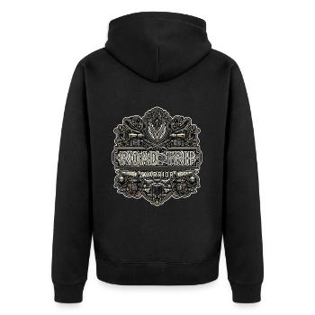 Road Trip Warrior 7 - Unisex Premium Bio Zip Hoodie - Schwarz - Hinten - Nico (187cm)