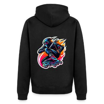 Rollerblade Ninja 10 - Unisex Premium Bio Zip Hoodie - Schwarz - Hinten - Nico (187cm)