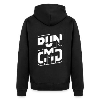 Run Cmd 37 - Unisex Premium Bio Zip Hoodie - Schwarz - Hinten - Nico (187cm)