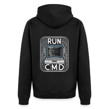 Run Cmd 41 - Unisex Premium Bio Zip Hoodie - Schwarz - Hinten - Nico (187cm)