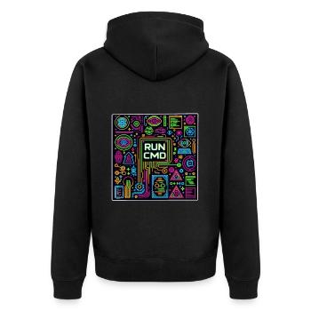 Run Cmd 43 - Unisex Premium Bio Zip Hoodie - Schwarz - Hinten - Nico (187cm)