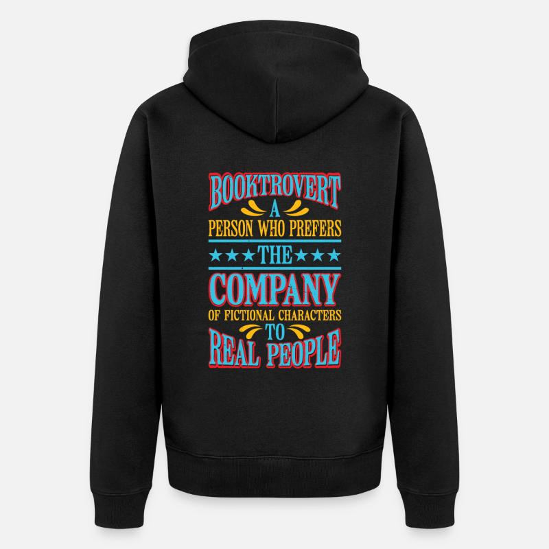 Booktrovert Definition Description 6 - Unisex Premium Bio Zip Hoodie - Schwarz