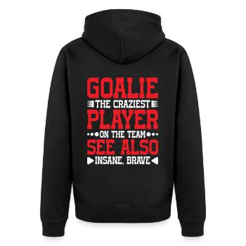 Goalie Gear Goalkeeper Definition 12 - Unisex Premium Bio Zip Hoodie - Schwarz - Hinten - Nico (187cm)
