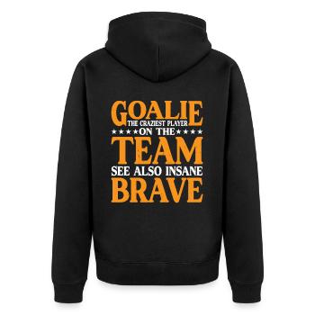 Goalie Gear Goalkeeper Definition 13 - Unisex Premium Bio Zip Hoodie - Schwarz - Hinten - Nico (187cm)