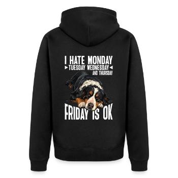I Hate Monday Tuesday Wednesday, Friday Is Ok 5 - Unisex Premium Organic Zip Hoodie - black - Back - Nico (187cm)