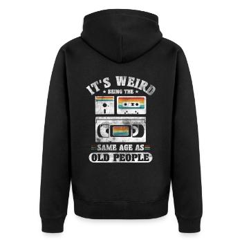 Old Birthday Anniversary Sayings Humor Gift - Unisex Premium Organic Zip Hoodie - black - Back - Nico (187cm)