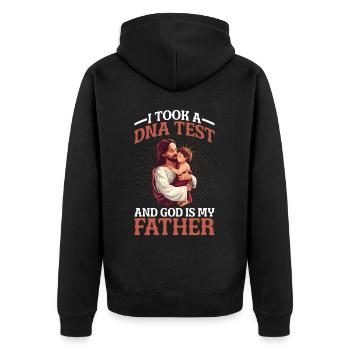 I Took A Dna Test And God Is My Father 36 - Unisex Premium Bio Zip Hoodie - Schwarz - Hinten - Nico (187cm)