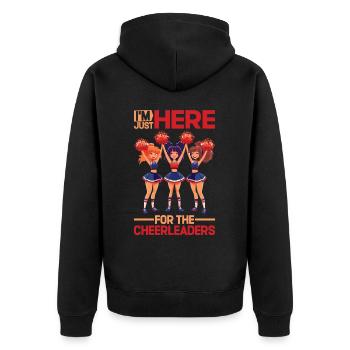 I'm Just Here For The Cheerleaders 25 - Unisex Premium Bio Zip Hoodie - Schwarz - Hinten - Nico (187cm)