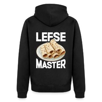 Lefse Master 31 - Unisex Premium Bio Zip Hoodie - Schwarz - Hinten - Nico (187cm)