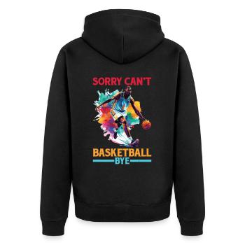 Sorry Can't Basketball Bye 6 - Unisex Premium Bio Zip Hoodie - Schwarz - Hinten - Nico (187cm)