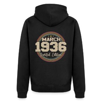 Génial Depuis Mars 1936 Anniversaire 1936 Cadeau - Veste à capuche bio Premium Unisexe - noir - Dos - Nico (187cm)