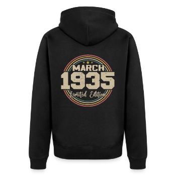 Awesome seit März 1935 Geburtstag 1935 Geschenk - Unisex Premium Bio Zip Hoodie - Schwarz - Hinten - Nico (187cm)