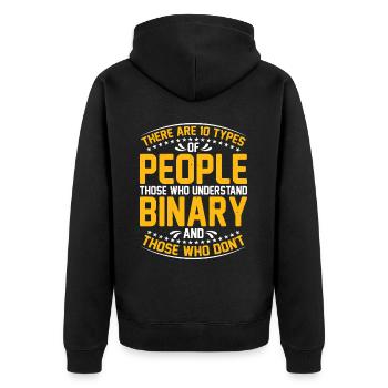 There Are 10 Types Of People, Binary Joke 13 - Unisex Premium Bio Zip Hoodie - Schwarz - Hinten - Nico (187cm)