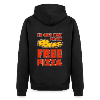 I'm Only Here For The Free Pizza 2 - Unisex Premium Bio Zip Hoodie - Schwarz - Hinten - Nico (187cm)