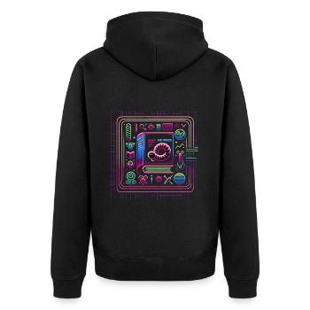 Bookworm and Proud 5 - Unisex Premium Bio Zip Hoodie - Schwarz - Hinten - Nico (187cm)