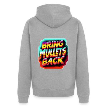 Bring Mullets Back 8 - Unisex Premium Bio Zip Hoodie - Grau meliert - Hinten - Nico (187cm)