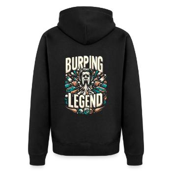 Burping Legend 20 - Unisex Premium Organic Zip Hoodie - black - Back - Nico (187cm)