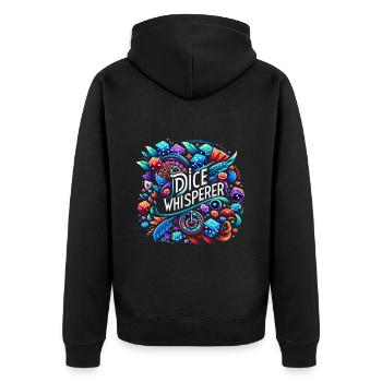 Dice Whisperer 6 - Unisex Premium Bio Zip Hoodie - Schwarz - Hinten - Nico (187cm)