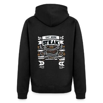 Eat More Steak 15 - Unisex Premium Organic Zip Hoodie - black - Back - Nico (187cm)
