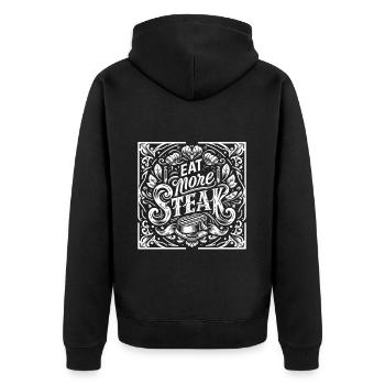 Eat More Steak 18 - Unisex Premium Organic Zip Hoodie - black - Back - Nico (187cm)