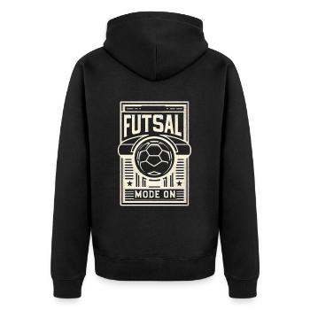 Futsal Mode On 7 - Unisex Premium Organic Zip Hoodie - black - Back - Nico (187cm)
