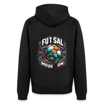 Futsal Mode On 9 - Unisex Premium Organic Zip Hoodie - black - Back - Nico (187cm)