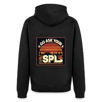 Go Ask Your Spl 11 - Unisex Premium Bio Zip Hoodie - Schwarz - Hinten - Nico (187cm)