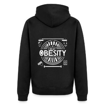 I Beat Obesity 14 - Unisex Premium Organic Zip Hoodie - black - Back - Nico (187cm)