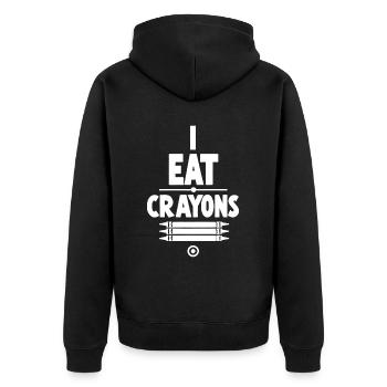 I Eat Crayons 16 - Unisex Premium Bio Zip Hoodie - Schwarz - Hinten - Nico (187cm)