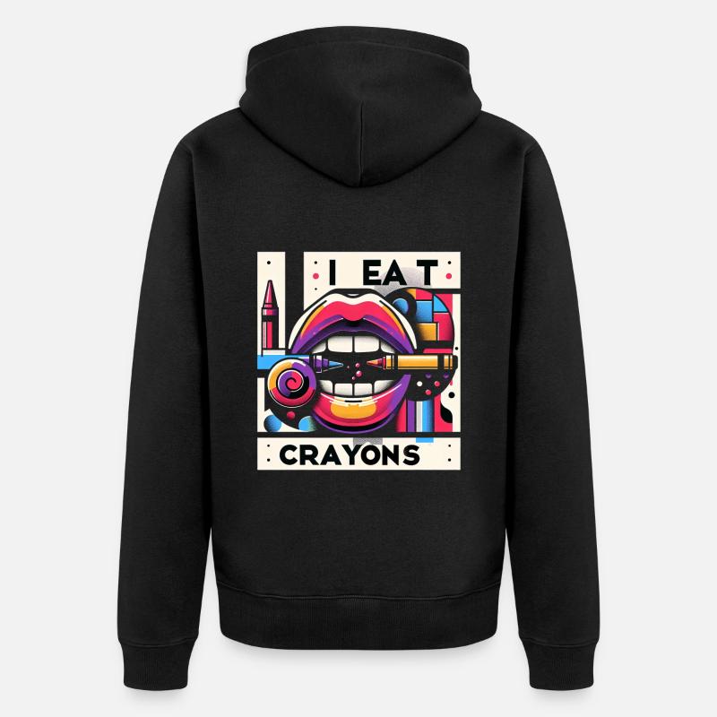 I Eat Crayons 19 - Unisex Premium Bio Zip Hoodie - Schwarz