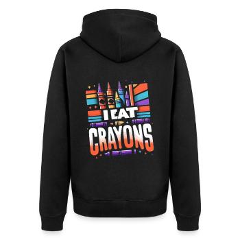 I Eat Crayons 17 - Unisex Premium Bio Zip Hoodie - Schwarz - Hinten - Nico (187cm)