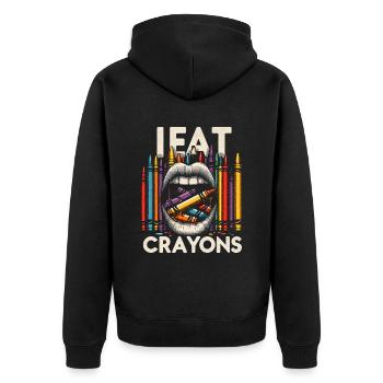 I Eat Crayons 22 - Unisex Premium Bio Zip Hoodie - Schwarz - Hinten - Nico (187cm)