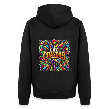 I Eat Crayons 23 - Unisex Premium Bio Zip Hoodie - Schwarz - Hinten - Nico (187cm)