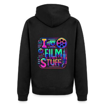 I Film Stuff 13 - Unisex Premium Bio Zip Hoodie - Schwarz - Hinten - Nico (187cm)