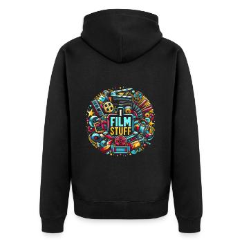 I Film Stuff 16 - Unisex Premium Organic Zip Hoodie - black - Back - Nico (187cm)